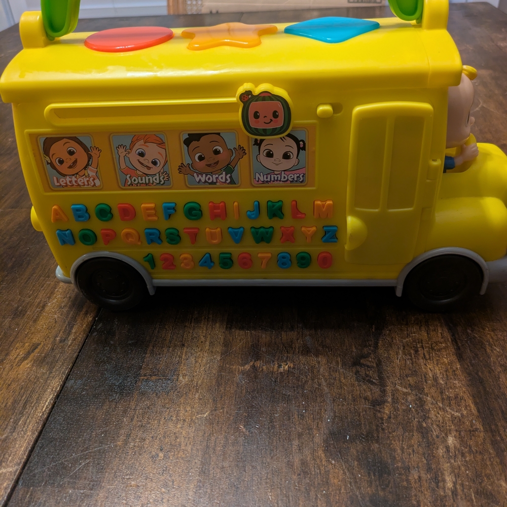 Interactive Yellow Learning Bus with Green Handle - Picture 2 of 4